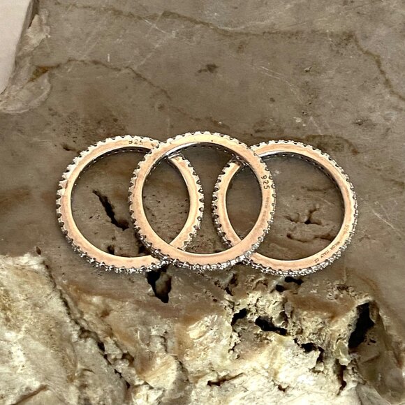 Milor Italian Sterling Silver 925 Cubic Zirconia Triple Infinity Band Ring Set - Picture 15 of 16